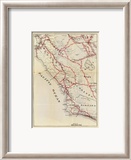 California: San Benito, Fresno, Monterey, San Luis Obispo, Kings, Kern, and Santa Barbara, c.1896 Innrammet Giclee-trykk av George W. Blum California: San Benito, Fresno, Monterey, San Luis Obispo, Kings, Kern, and Santa Barbara, c.1896 Innrammet Giclee-trykk av George W. Blum