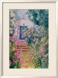 Door with Oleander and Geraniums Póster por Mary Stubberfield