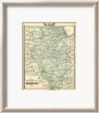 Official Railroad Map of the State of Illinois, c.1876 Framed Giclee Print by Warner & Beers 
