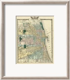 Map of Chicago City, c.1876 Framed Giclee Print by Warner & Beers 