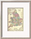 Angleterre et Pays de Galles Estampe encadrée par G. W. Colton