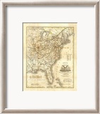 Carte des Etats-Unis Estampe encadrée par John Warner Barber
