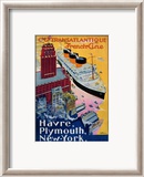 Transatlantique, French Line, Paris-Havre-New York Lámina giclée enmarcada por Albert Sebille Transatlantique, French Line, Paris-Havre-New York Lámina giclée enmarcada por Albert Sebille