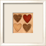 Four Hearts with Red Poster by Roberta Ricchini