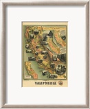 The Unique Map of California, c.1885 Estampe encadrée par E. M. Johnstone