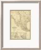 Nouvelle Carte du Mexique, Du Texas, c.1840 Innrammet Giclee-trykk av Adrien Hubert Brue