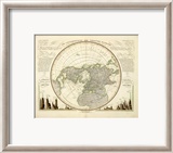 Die Isothermkurven Der Nordlichen Halbkugel, c.1838 Innrammet Giclee-trykk av Heinrich Berghaus