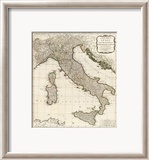 New Map of Italy with the Islands of Sicily, Sardinia and Corsica, c.1790 Framed Giclee Print by Thomas Kitchin