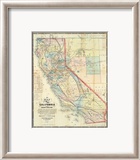New Map of The State of California and Nevada Territory, c.1863 Framed Giclee Print by Leander Ransom