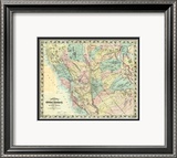 New Map of Central California, c.1871 Innrammet Giclee-trykk av A. L. Bancroft New Map of Central California, c.1871 Innrammet Giclee-trykk av A. L. Bancroft
