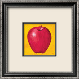 Apfel auf Zitronengelb Kunstdruck von P. Moss