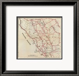California: Sonoma, Marin, Lake, and Napa Counties, c.1896 Innrammet Giclee-trykk av George W. Blum California: Sonoma, Marin, Lake, and Napa Counties, c.1896 Innrammet Giclee-trykk av George W. Blum