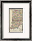 New Sectional and Township Map of Indiana, c.1876 Framed Giclee Print by A. T. Andreas