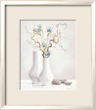 Brindilles de saule et fleurs bleues Poster par Karin Valk