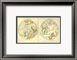 Circumpolar Map for each Month of the Year, c.1835 Innrammet Giclee-trykk av Elijah H. Burritt