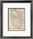 California: San Mateo, Santa Cruz, Santa Clara, Alameda, and Contra Costa Counties, c.1896 Innrammet Giclee-trykk av George W. Blum California: San Mateo, Santa Cruz, Santa Clara, Alameda, and Contra Costa Counties, c.1896 Innrammet Giclee-trykk av George W. Blum