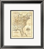 Map of The United States, c.1845 Lámina giclée enmarcada por John Warner Barber