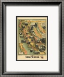 The Unique Map of California, c.1885 Estampe encadrée par E. M. Johnstone