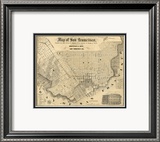 Map of San Francisco, c.1852 Innrammet Giclee-trykk av Britton & Rey Map of San Francisco, c.1852 Innrammet Giclee-trykk av Britton & Rey