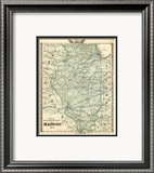 Official Railroad Map of the State of Illinois, c.1876 Framed Giclee Print by Warner & Beers 