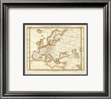 Karte Von Europa, c.1837 Innrammet Giclee-trykk av Heinrich Berghaus