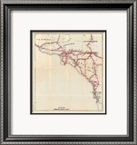 California: Ventura, Los Angeles, San Bernardino, Orange, and San Diego Counties, c.1896 Innrammet Giclee-trykk av George W. Blum California: Ventura, Los Angeles, San Bernardino, Orange, and San Diego Counties, c.1896 Innrammet Giclee-trykk av George W. Blum