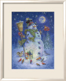Snowman's Feathered Fun Poster par Donna Race