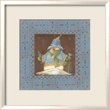 Blue Tin Snowman II Art by Jo Moulton