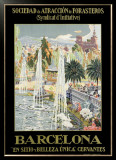 Barcelona Spain Fountain Framed Giclee Print