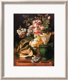 Roses et Autres Fleurs, Coquillages, Tete de Requin et Petrifications, c.1819 Láminas por Antoine Berjon