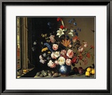 Jarrón holandés de flores al lado de una ventana Lámina giclée enmarcada por Balthasar van der Ast