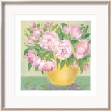 Yellow Vase Peonies I Poster by Patricia Roberts