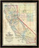 New Map of The State of California and Nevada Territory, c.1863 Framed Giclee Print by Leander Ransom