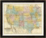 National Map of the Territory of the United States, c.1868 Estampe encadrée par William J. Keeler