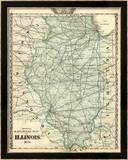 Official Railroad Map of the State of Illinois, c.1876 Framed Giclee Print by Warner & Beers 