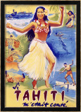 Tahiti Wahine Hula Dance Travel Poster Lámina giclée enmarcada Tahiti Wahine Hula Dance Travel Poster Lámina giclée enmarcada