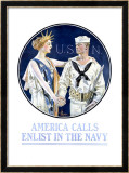 America Calls/Enlist in the Navy Lámina giclée enmarcada por Joseph Christian Leyendecker