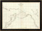 Cotes, l'Amerique, l'Asie, c.1797 Estampe encadrée par Jean-francois De Galaup La Perouse