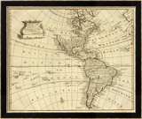 America, c.1747 Innrammet Giclee-trykk av Emanuel Bowen