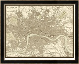 Sepia Map of London Særudgave - indrammet tryk af Vision Studio Sepia Map of London Særudgave - indrammet tryk af Vision Studio