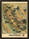 The Unique Map of California, c.1885 Framed Giclee Print by E. M. Johnstone