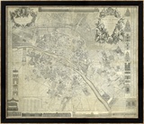 Nouveau Plan De Paris 1728 Limited edition ingelijste kunstdruk van J. Delagrive