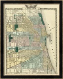 Map of Chicago City, c.1876 Framed Giclee Print by Warner & Beers 
