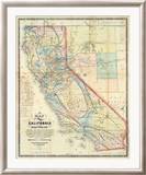 New Map of The State of California and Nevada Territory, c.1863 Framed Giclee Print by Leander Ransom