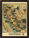 The Unique Map of California, c.1885 Estampe encadrée par E. M. Johnstone