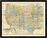 National Map of the Territory of the United States, c.1868 Estampe encadrée par William J. Keeler