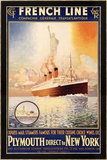 French Line, Plymouth to New York Framed Giclee Print by Rodmell 