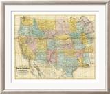 National Map of the Territory of the United States, c.1868 Framed Giclee Print by William J. Keeler