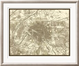 Sepia Map of Paris Oprawiony wydruk edycji limitowanej autor Vision Studio Sepia Map of Paris Oprawiony wydruk edycji limitowanej autor Vision Studio