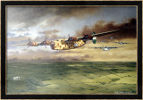 WWII, AAF B-24D Consolidated Bomber Estampe encadrée par Paul Wollman